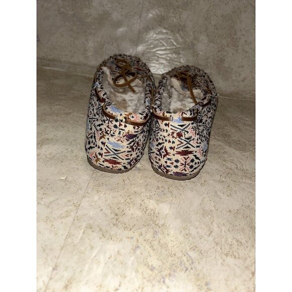 Minnetonka Britt Trapper Multicolor Tribal Print Fur Moccasin Slippers Size 8 - Picture 6 of 8